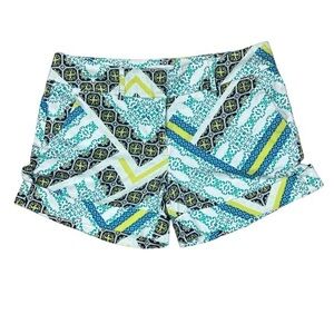 New York and Company Shorts Women 8 Geometric Cuffed Mid Rise Stretch Multicolor